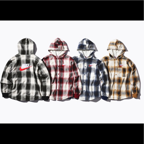 nike supreme plaid hooded